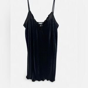 Vintage Black Intimate Mini Slip Baby Doll Dress Sleepwear Party Lingerie Silk